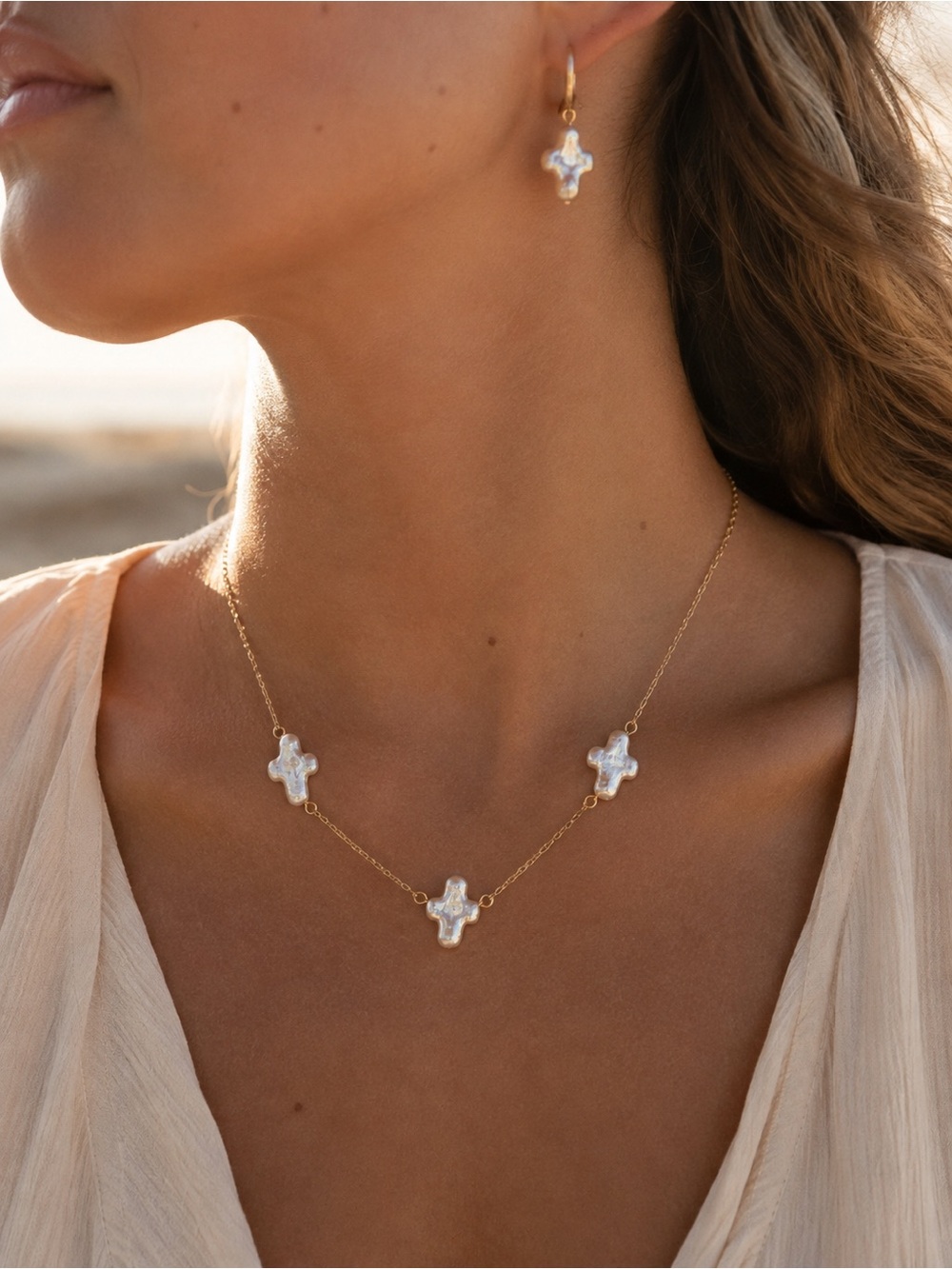 Freshwater Pearl Cross Necklace - Made to Order